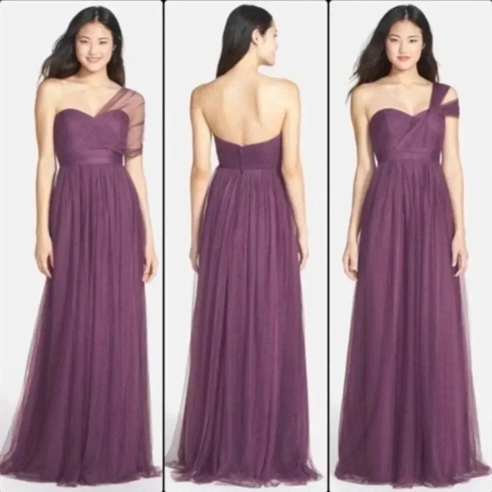 Jenny Yoo Annabelle Bridesmaid Dress in Raisin Deep Purple Convertible Tulle